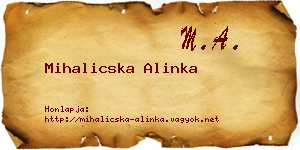 Mihalicska Alinka névjegykártya